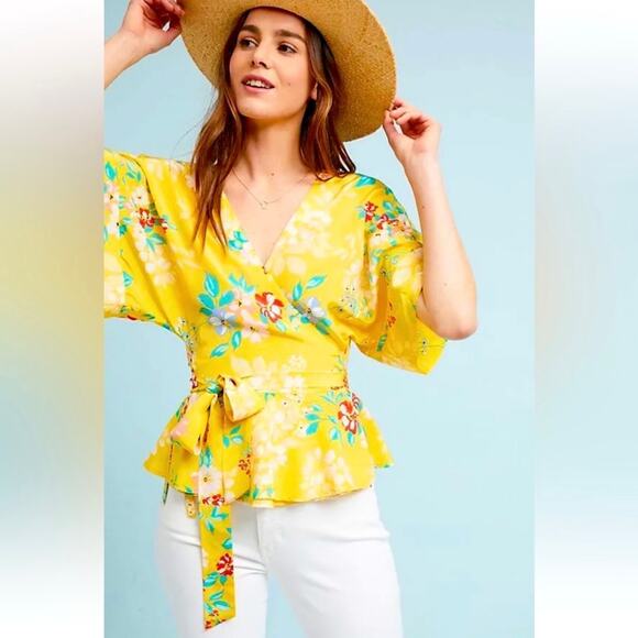Yumi Kim Tops - Anthro Yumi Kim Silk Floral Wrap Blouse - size Medium
